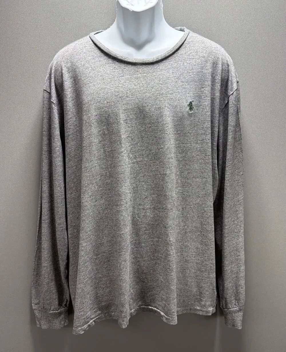 Polo Ralph Lauren Mens Long Sleeve T-Shirt Heather Grey Cotton Comfy Crew XXL